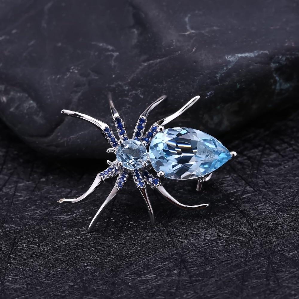 Natural Sky Blue Topaz Brooch 925 Sterling Silver Dragonfly Brooches For  Women